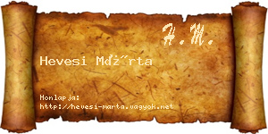 Hevesi Márta névjegykártya